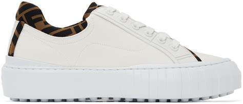 fendi men's white sneakers|fendi white canvas sneakers.